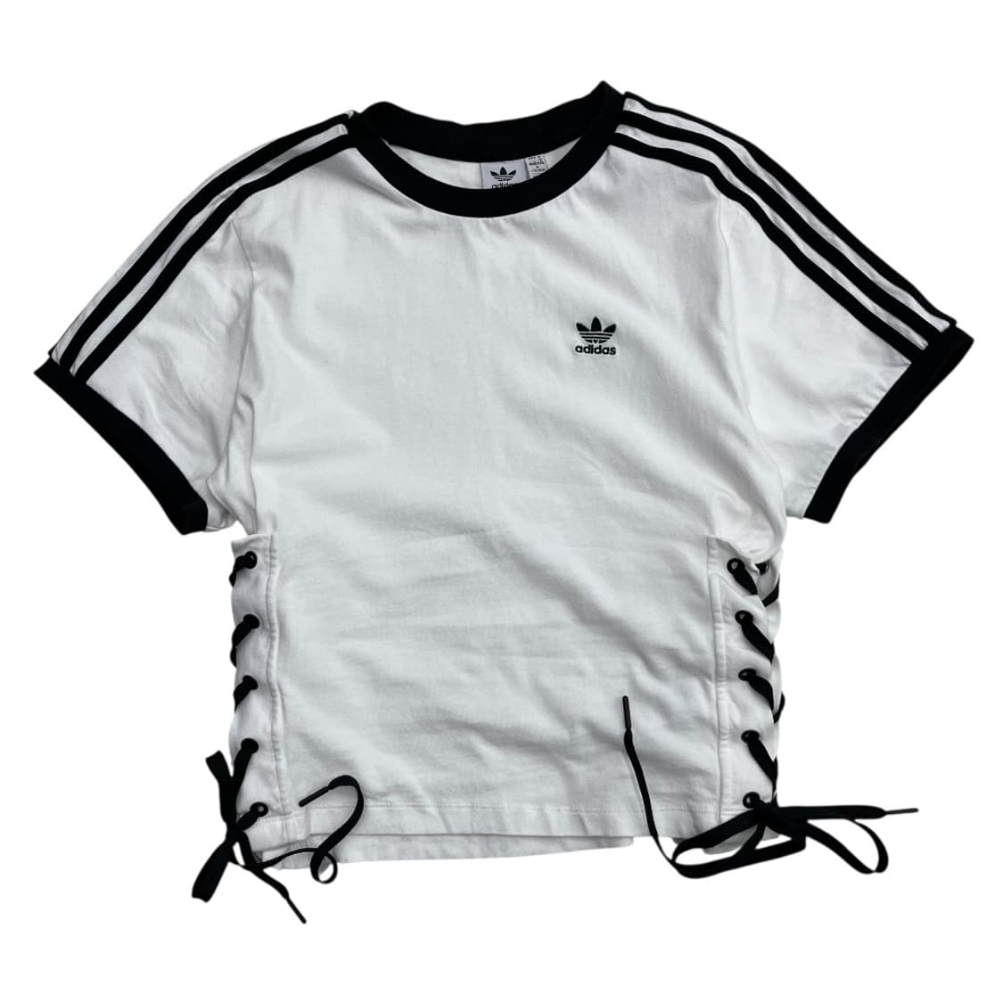 아디다스 사이드 코르셋 블랙 라인 화이트 반팔 M 상품이미지3