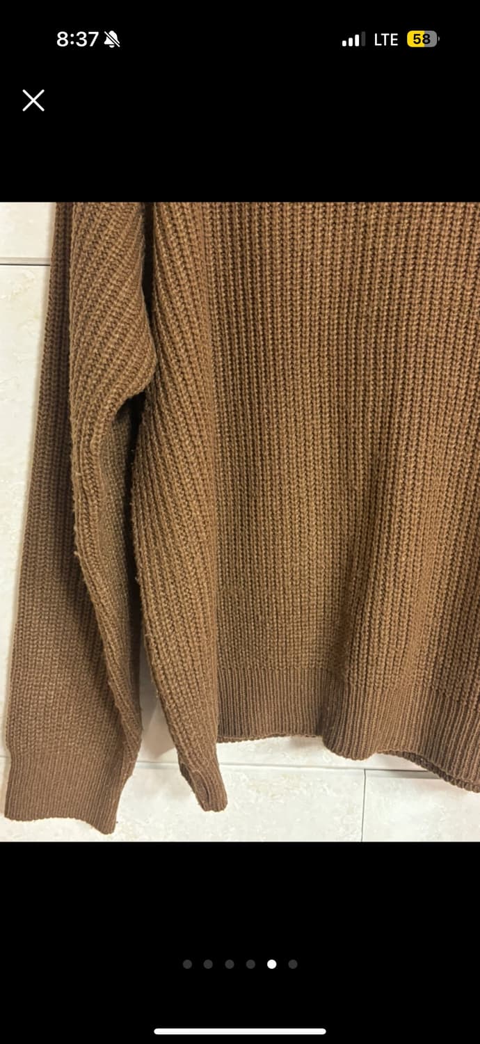 갈색 반폴라 와플골지 니트 상품이미지5