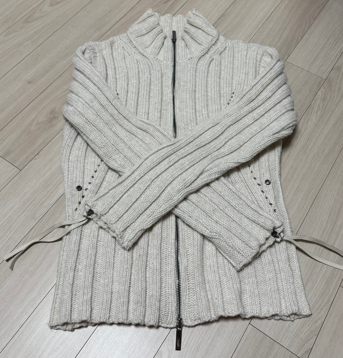 나체 니트 집업 NACHE 아이보리 상품이미지4