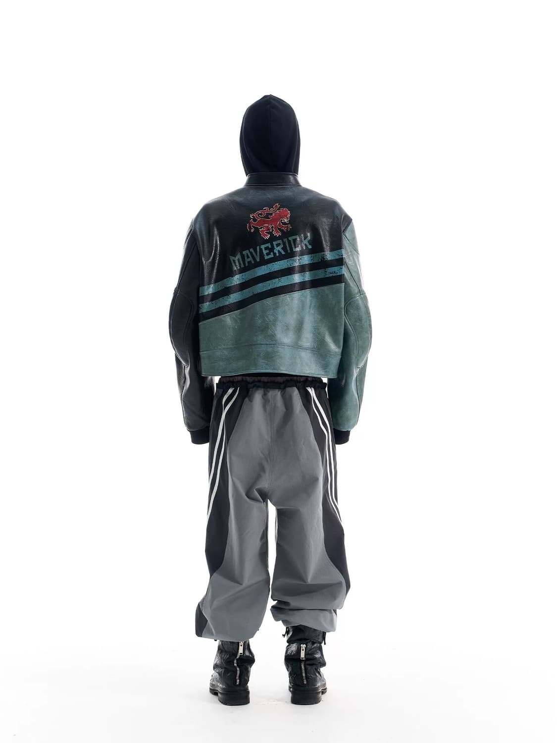 Black Maverick Hooded Leather Jacket 상품이미지5