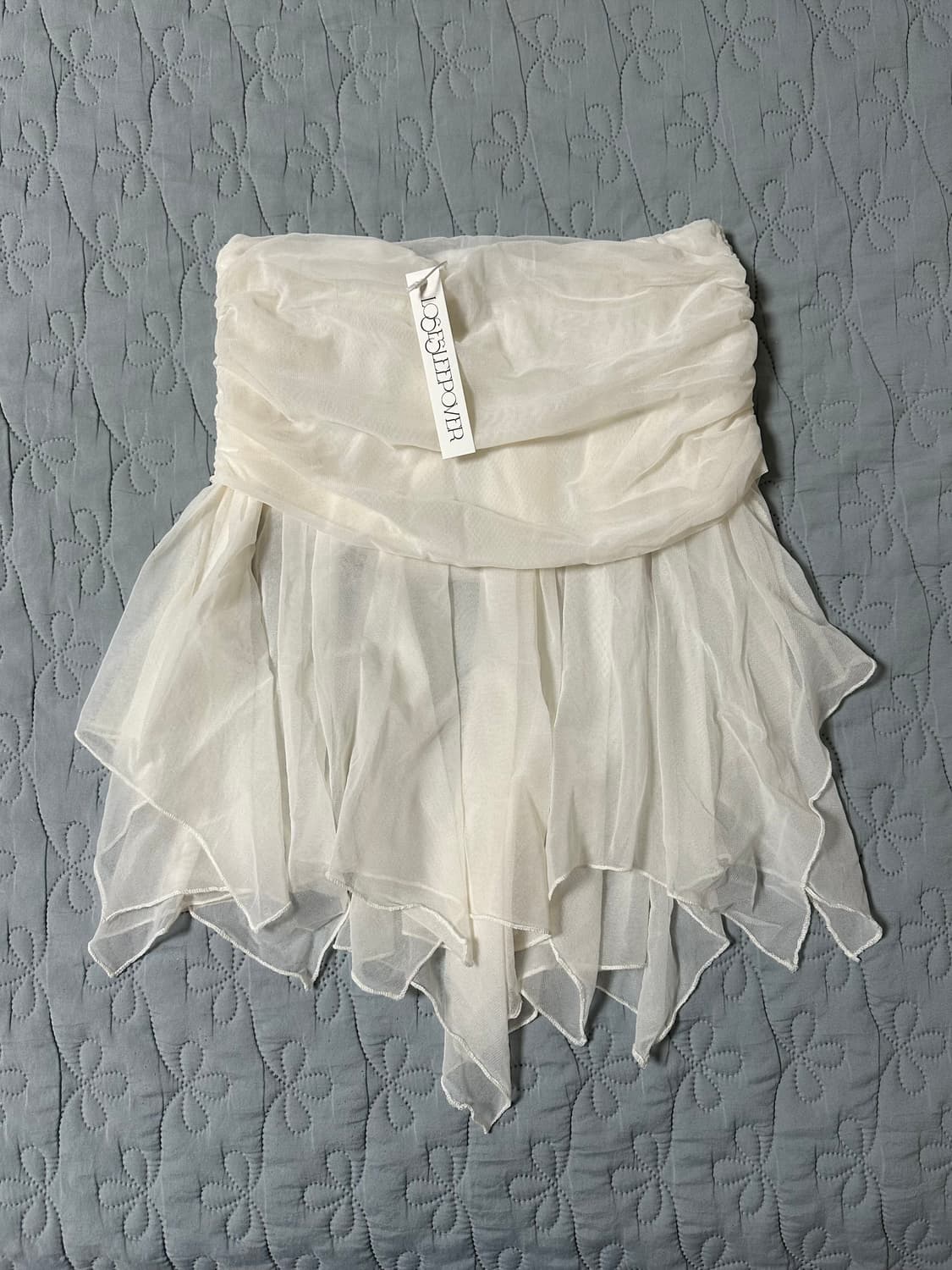 루즈슬립오버 Mesh Shirring Midi Skirt Ivory 상품이미지2