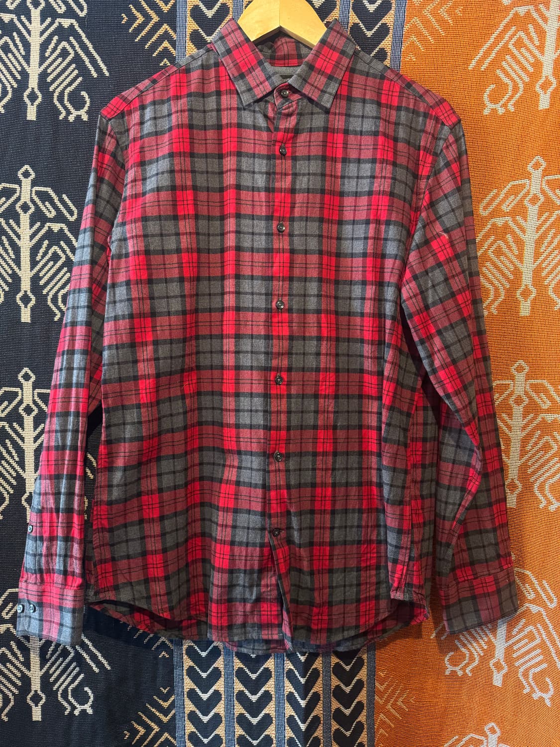 USA (울)폴라넬 체크  셔츠 레드 상품이미지1