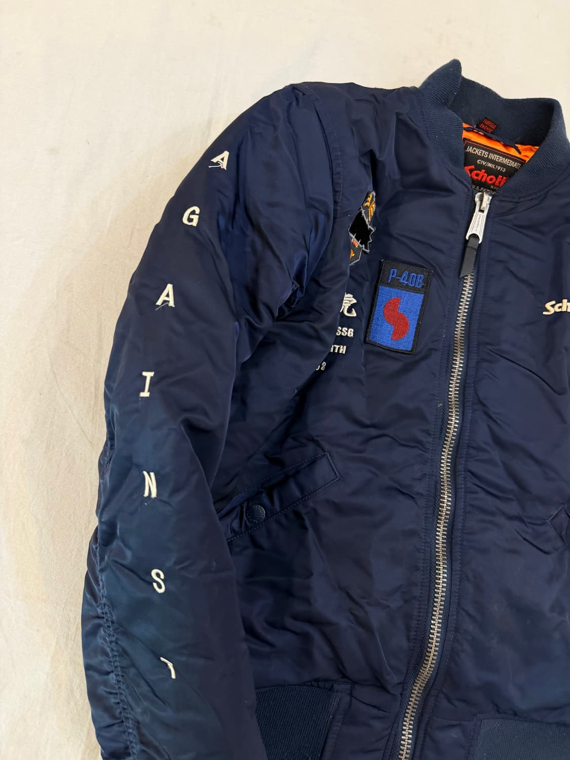 쇼트 X 브라운브레스 MA-1 스카쟌 봄버자켓 네이비 상품이미지2