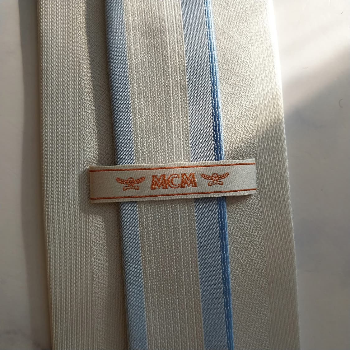 엠씨엠 실크 화이트 스트라이프 넥타이 9.4cm A+등급 K2005 상품이미지9