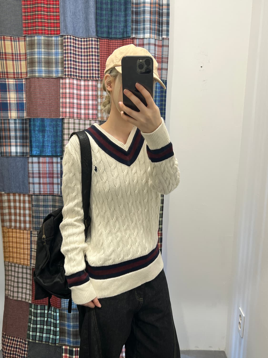 폴로 브이넥 꽈배기 니트 상품이미지5