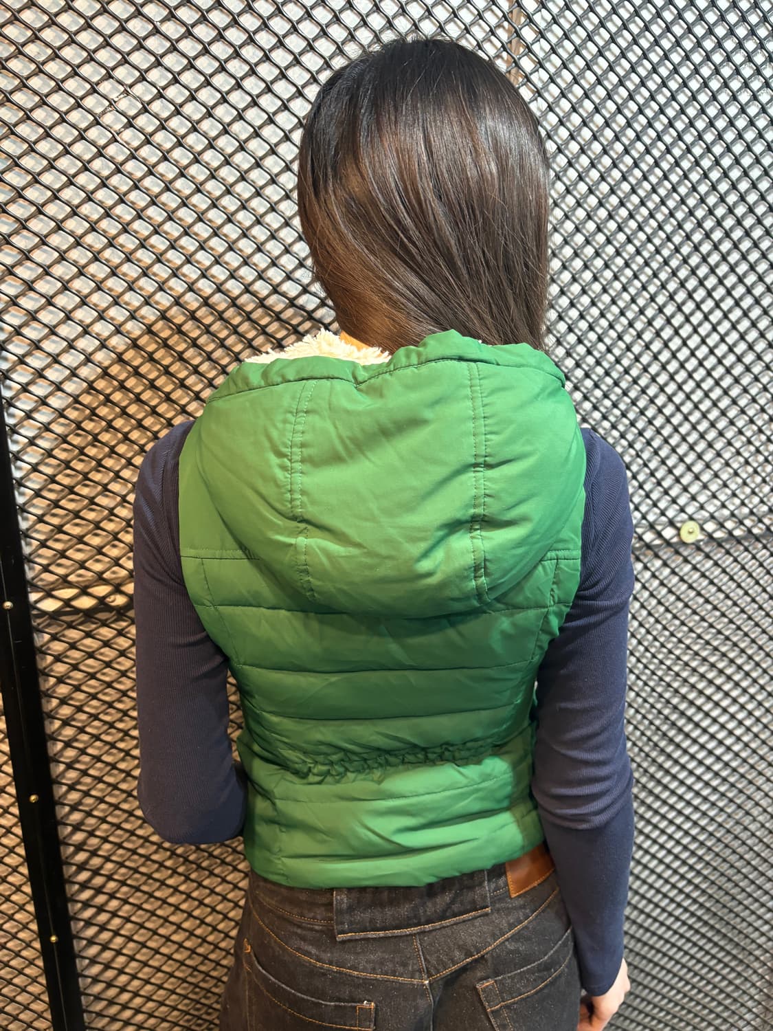 90s 빈티지 그린 양털 카라 패딩 베스트 상품이미지3