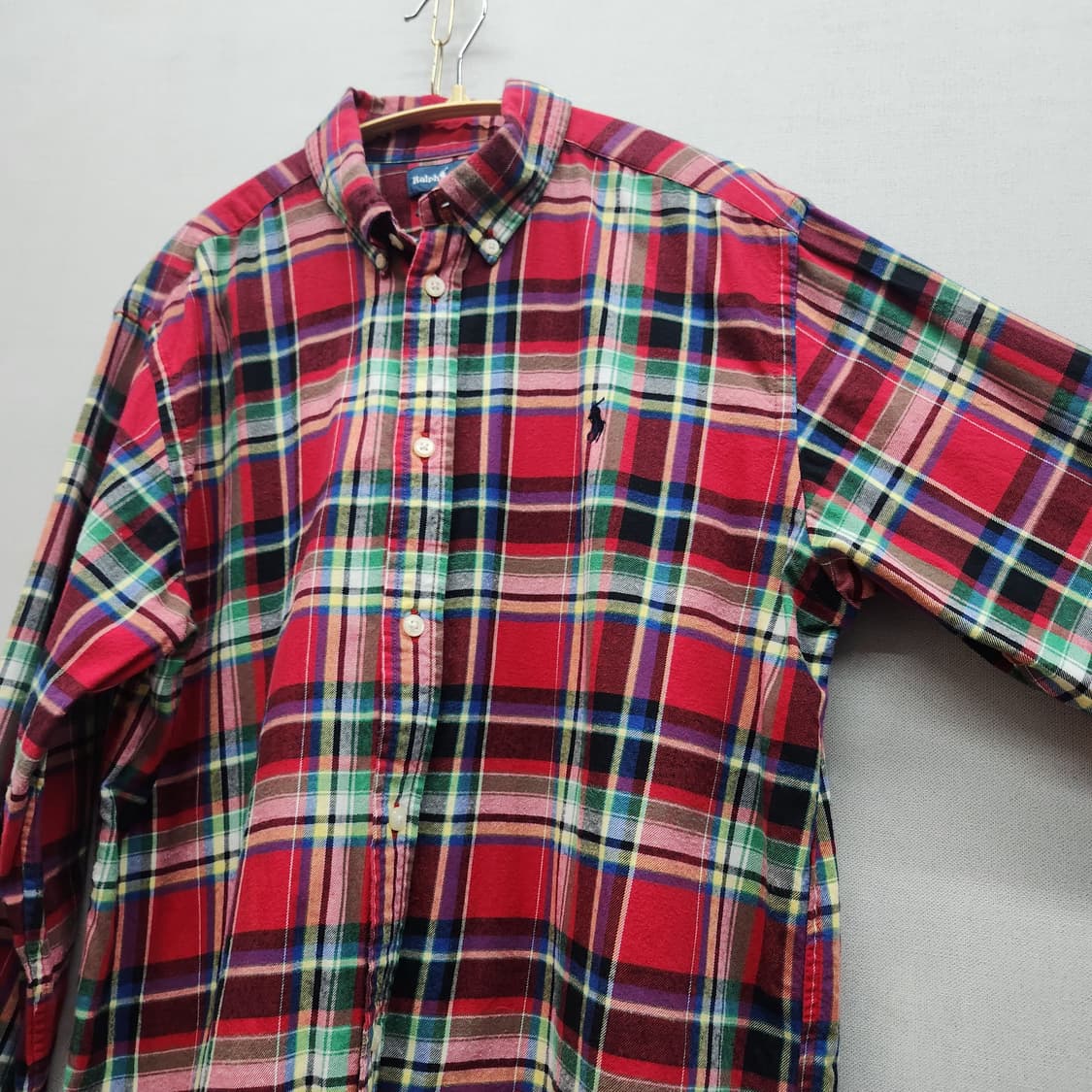 폴로 랄프로렌 로고 멀티컬러 체크 셔츠 L 상품이미지3