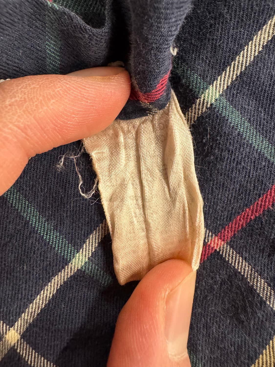 90s 버버리 스트라이프 긴팔 셔츠 전면 원포켓 포인트 네이비 그레이 상품이미지8