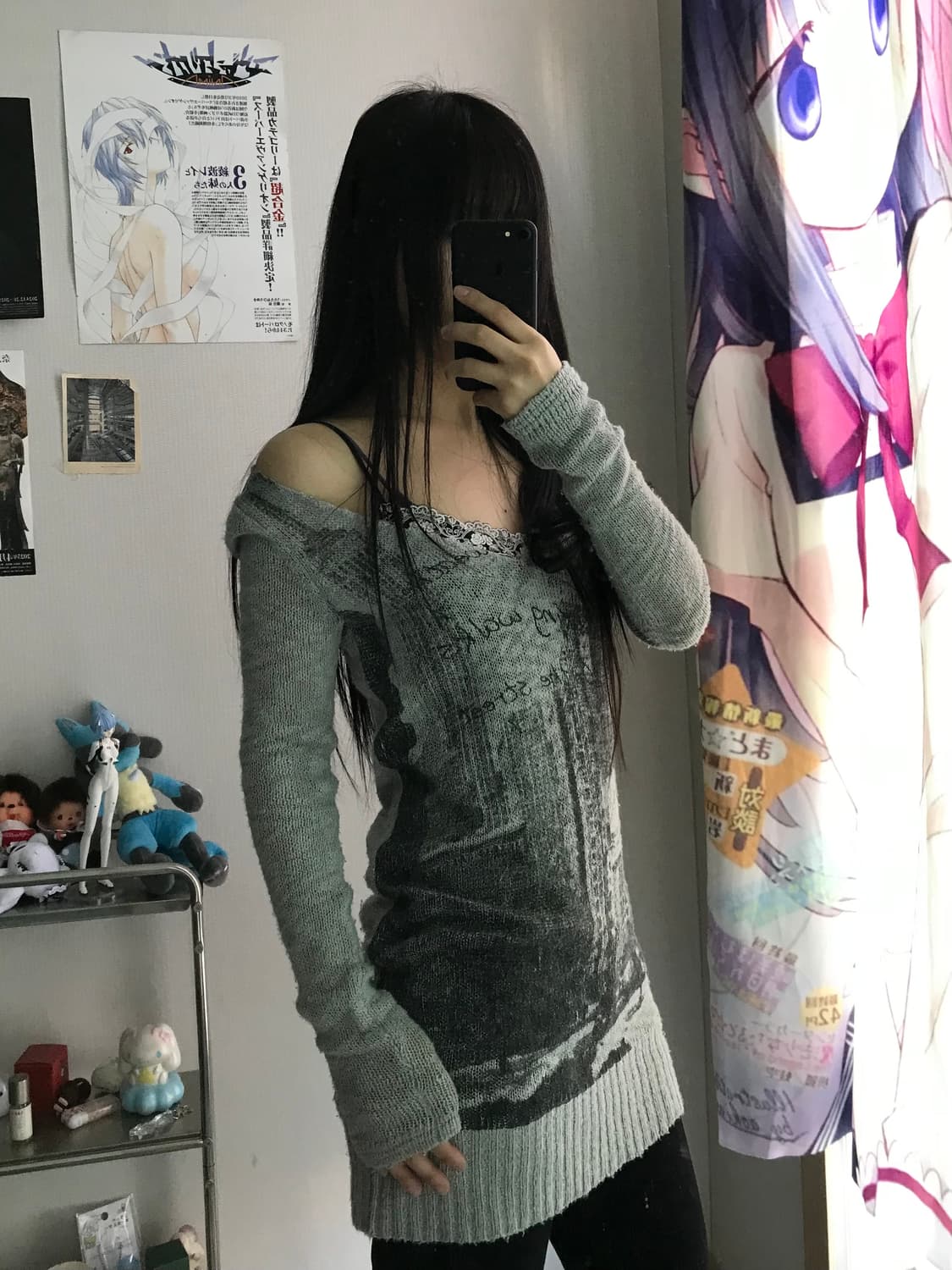 재패니즈 브이넥 프린팅 니트 (딱붙핏b) 상품이미지2