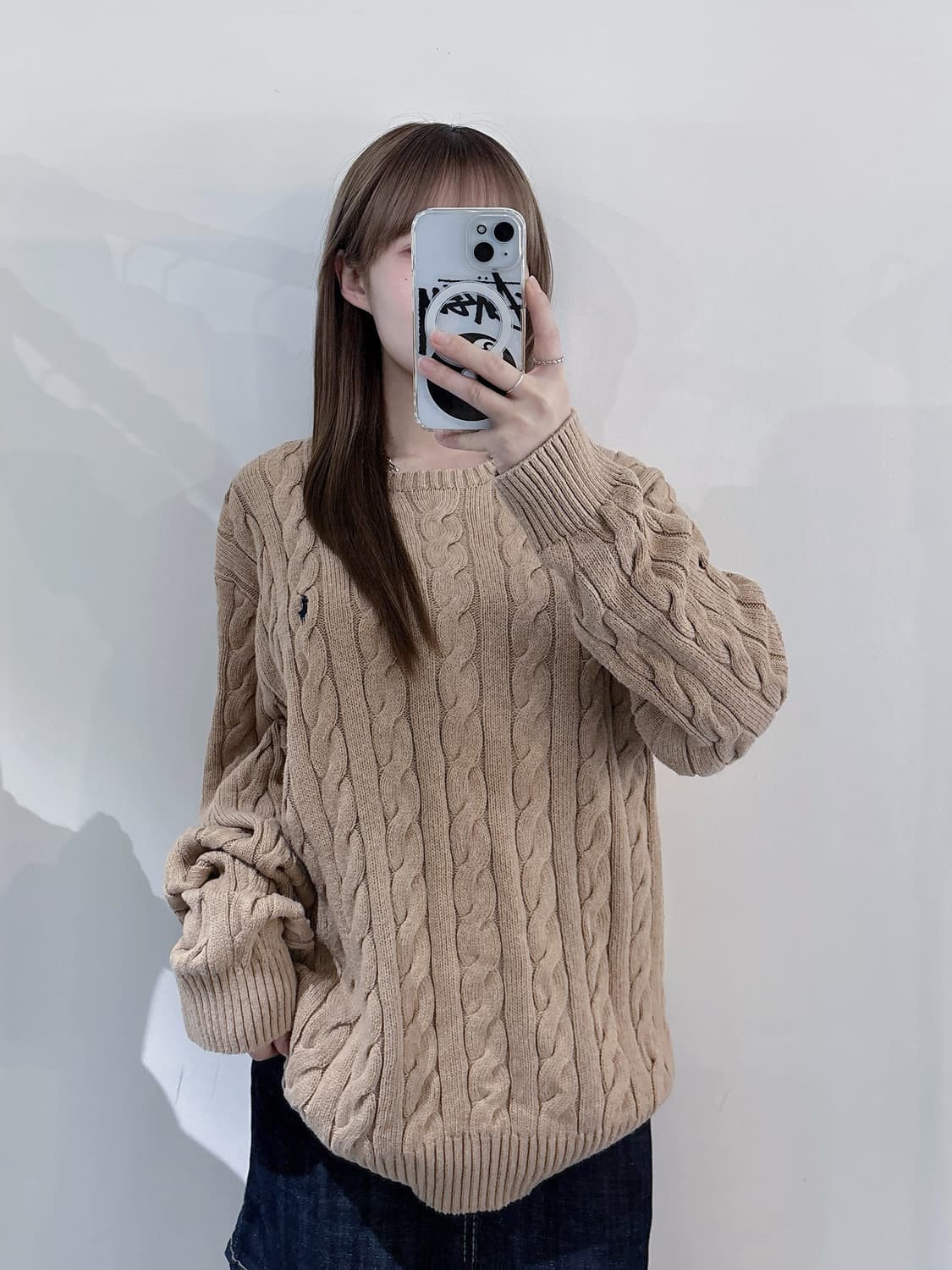 폴로랄프로렌 qr 네이비포니 베이지 케이블 니트 상품이미지2