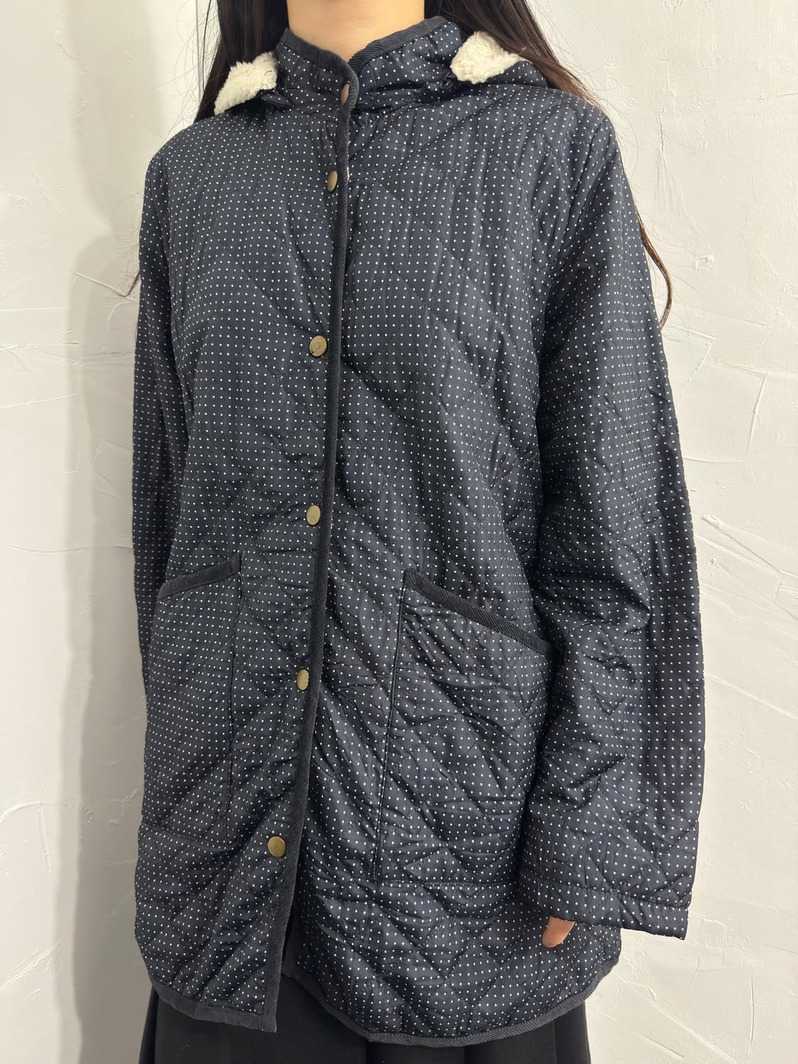 dot hood fleece padding 상품이미지3