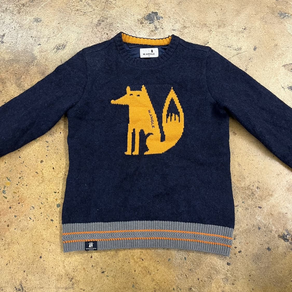 [정품/90] W.ANGLE 폭스 자수 니트 네이비 b17 상품이미지3