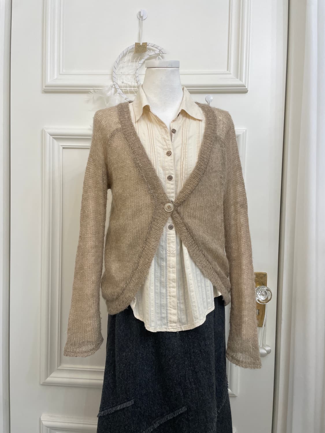 beige glitter reglan cardigan 상품이미지1
