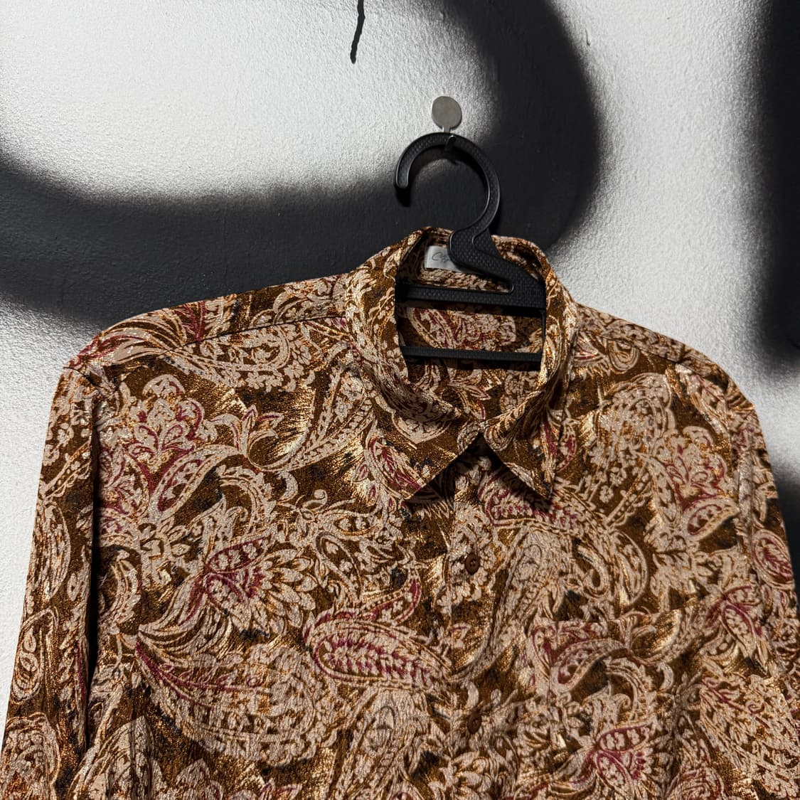 VTG 빈티지 오리엔탈 에스닉 페이즐리 풀 패턴 원포켓 긴팔 셔츠 상품이미지3