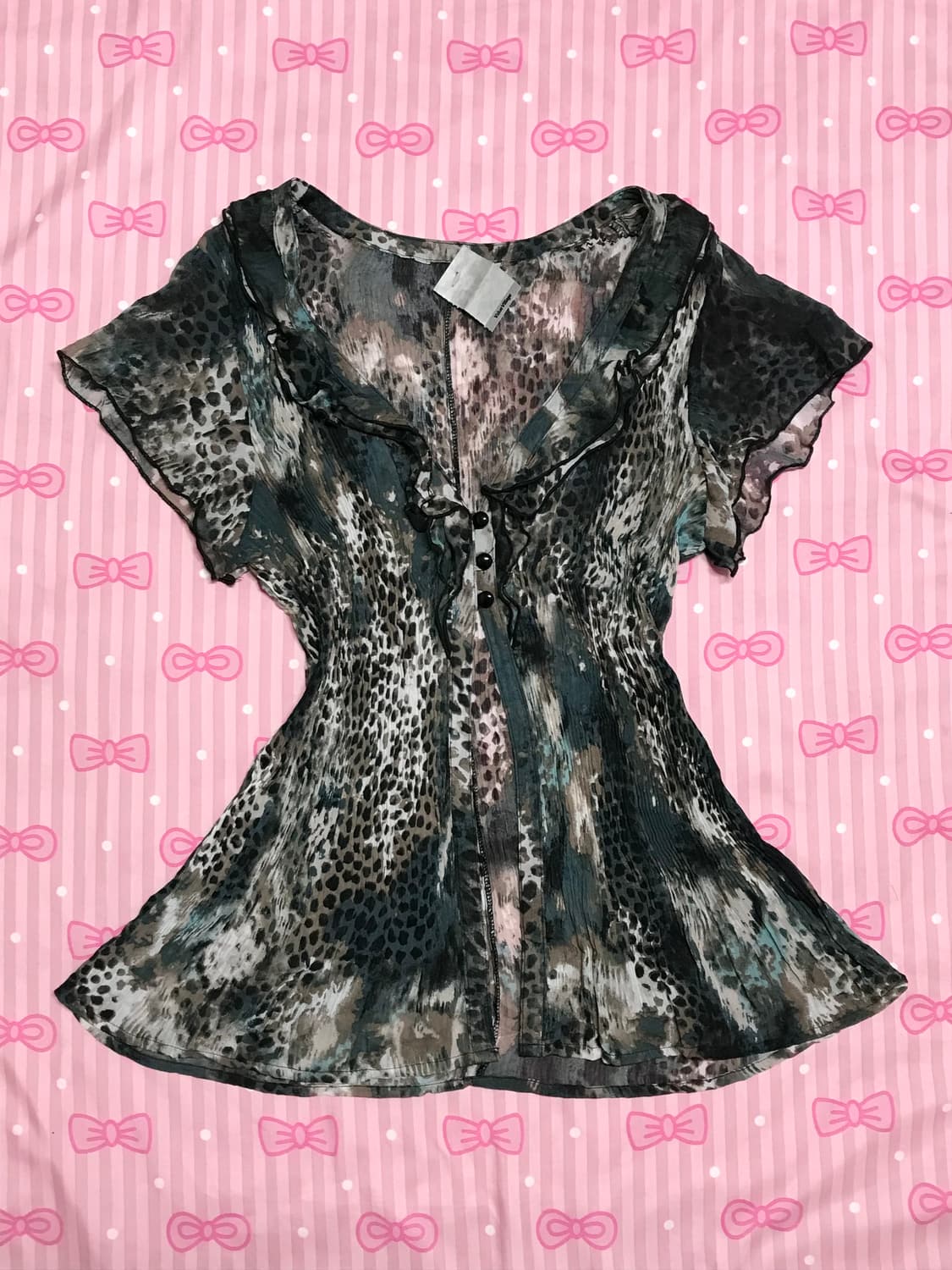 오리엔탈 쓰리버튼 블라우스 y2k 갸루 상품이미지1