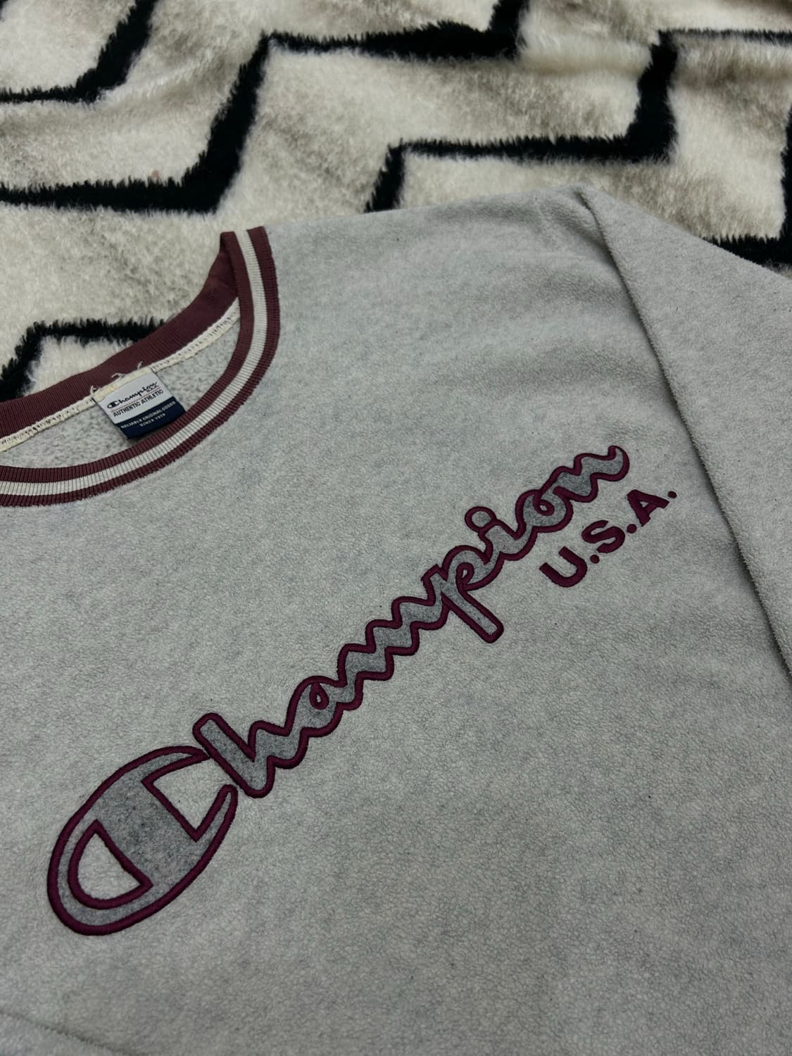 [L]챔피온 스펠아웃 오버핏 후리스 맨투맨/멜란지그레이 상품이미지1