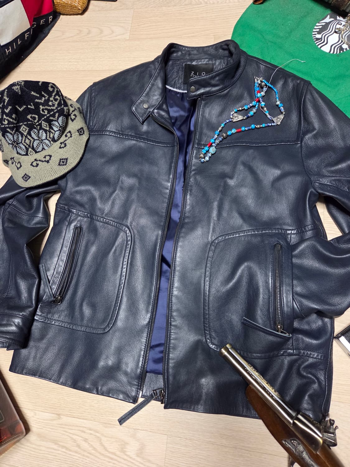 (3회 착)ZIO SONGZIO 송지오 네이비 양가죽 자켓 램스킨 레더 상품이미지1