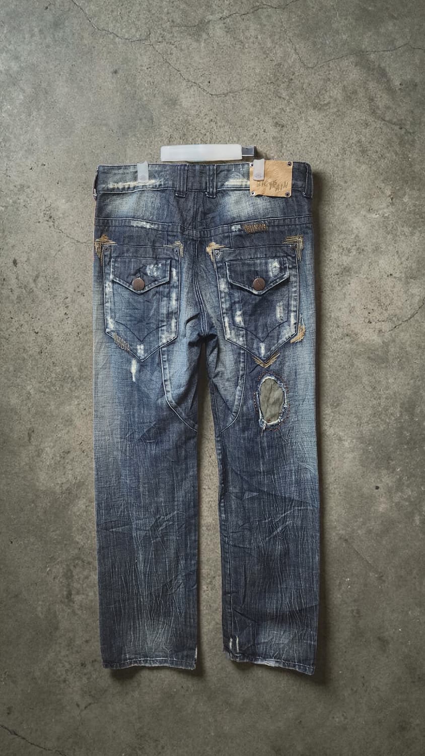 BIG TRAIN 빈티지 워싱 데미지 패치 팬츠 L 상품이미지2