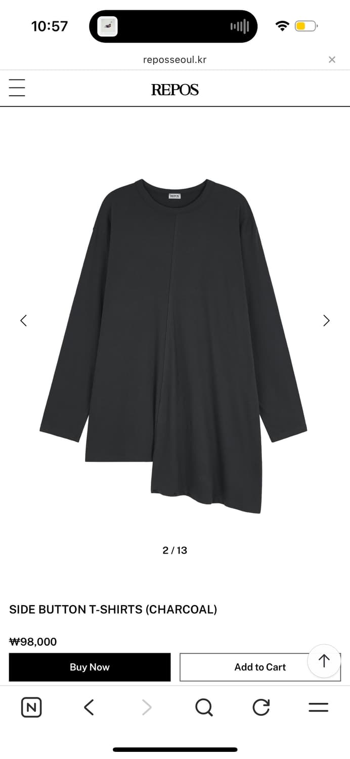 리포스 사이드 버튼 티셔츠  상품이미지2