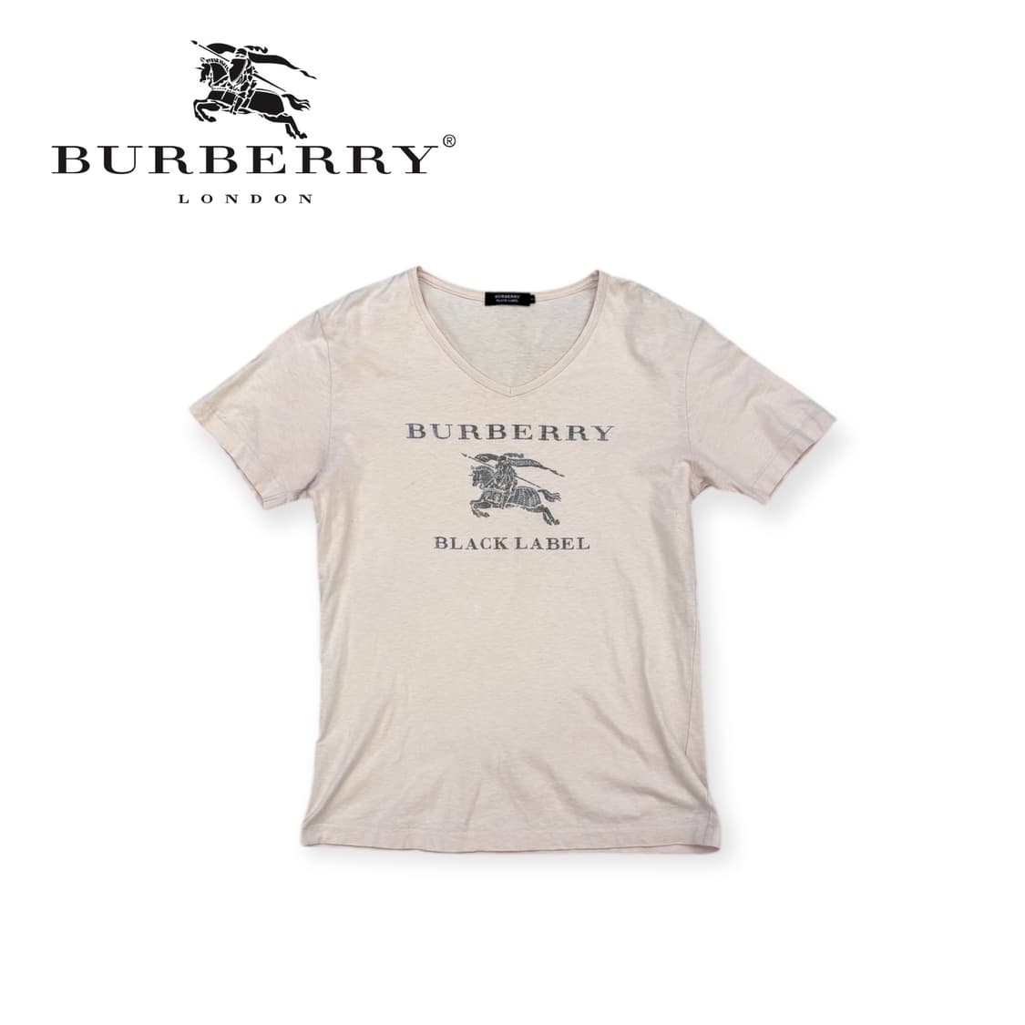 버버리 블랙라벨 브이넥 핑크 반팔티셔츠 상품이미지1