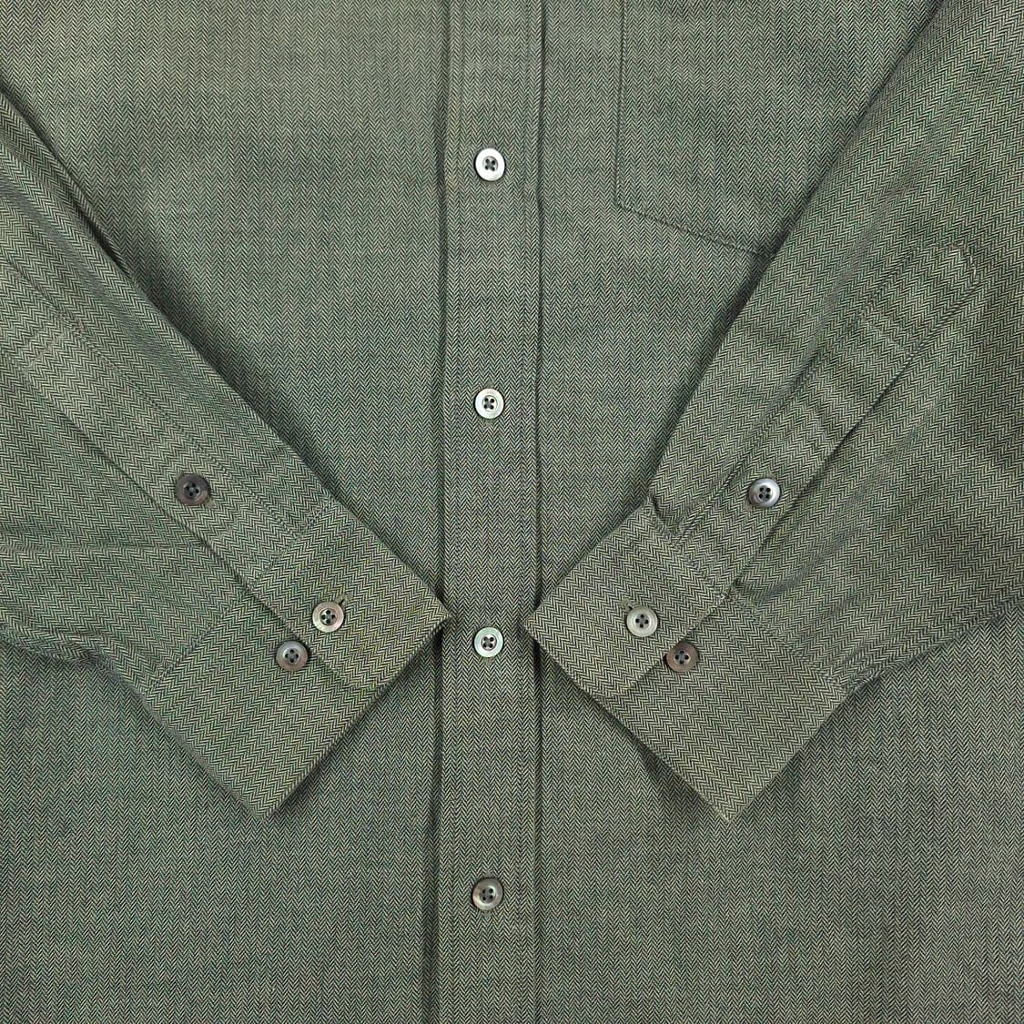 버버리 카키 그레이 헤링본 패턴 체스트포켓 코튼 울 블렌드 남방 셔츠 상품이미지5