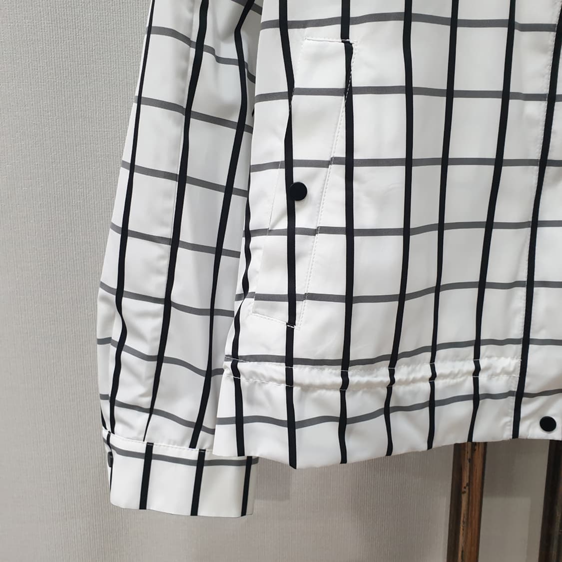 abplus 차이나 카라 허리스트링 체크 점퍼 55 상품이미지3