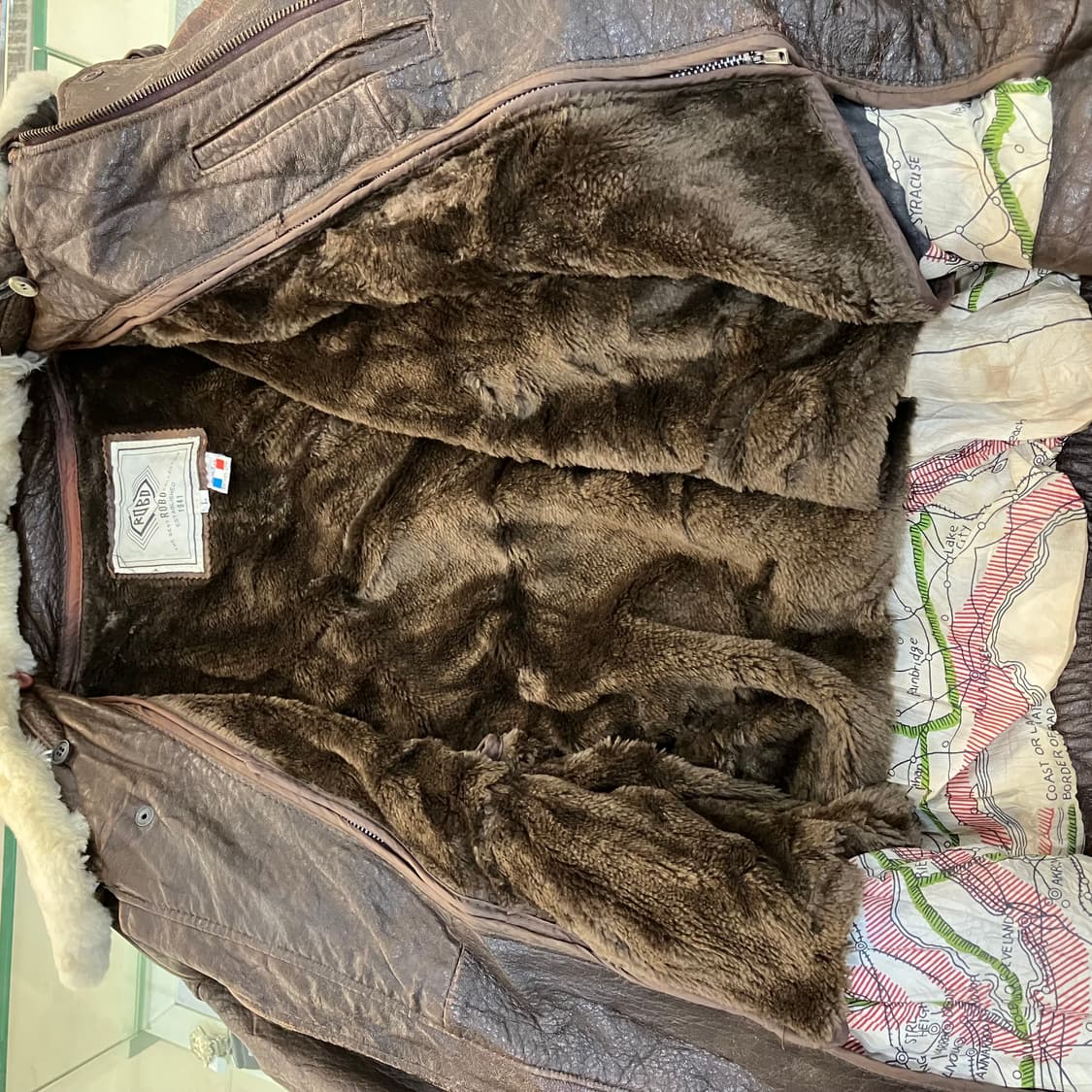 VTG 빈티지 브라운 무스탕 레더 자켓 L 상품이미지5