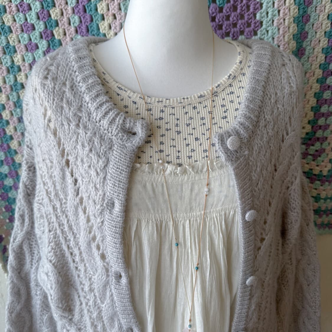 셀니빈티지 잔꽃 와플 티셔츠 상품이미지2