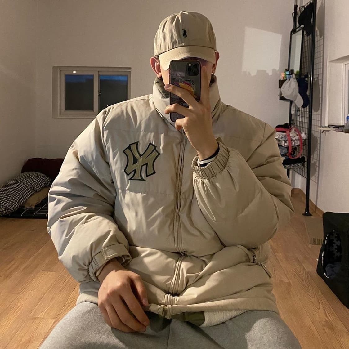 MLB 베이지 코듀로이 숏패딩  상품이미지2