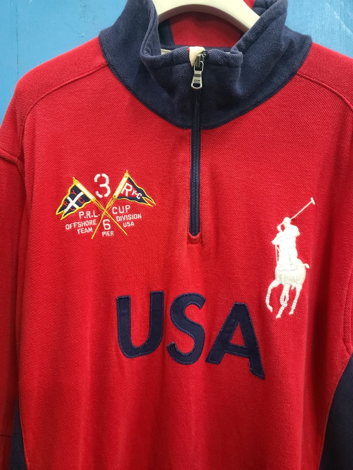 성조기 폴로 빅포니 USA 레이싱  반집업 상품이미지4