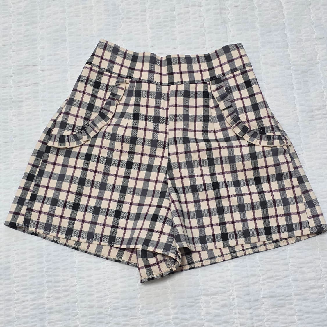 evelyn) 라떼갸루 로리타st 프릴포켓 체크 숏팬츠 상품이미지3