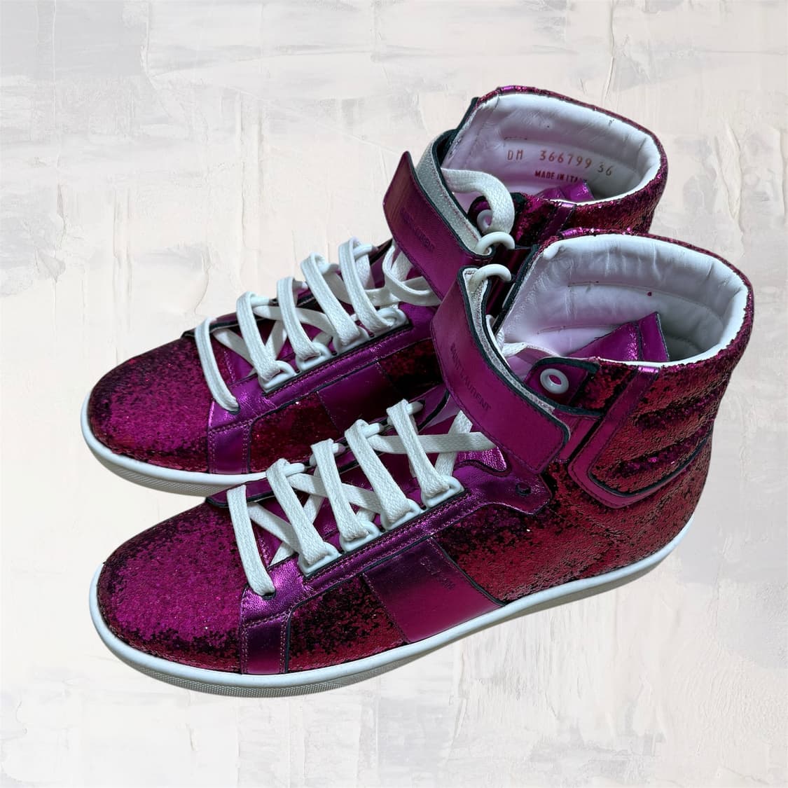 생로랑 SL/14H 핑크 글리터 하이탑 36.5 상품이미지1