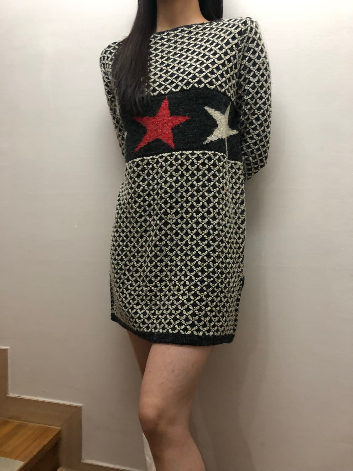 빈티지 블랙 키치 니트 원피스 상품이미지3