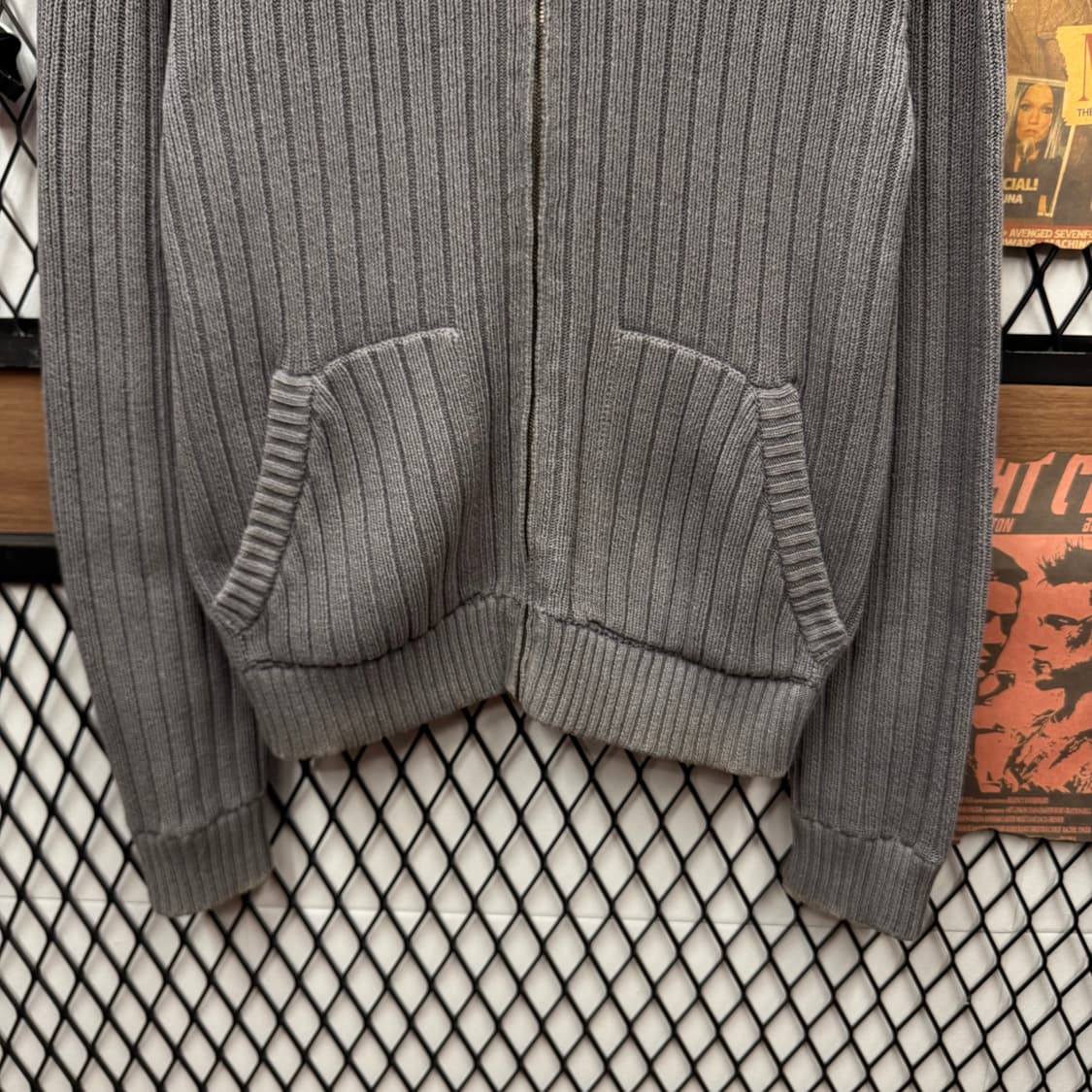 돌체앤가바나 하이넥 집업 골지 니트 가디건 그레이 상품이미지4