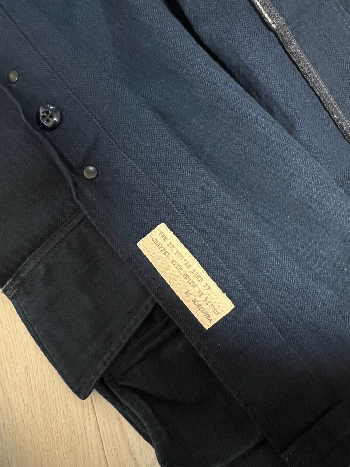 택포20) 본쿠라 HBT 정글 퍼티그 자켓 인디고 38 헤링본 트윌 상품이미지5
