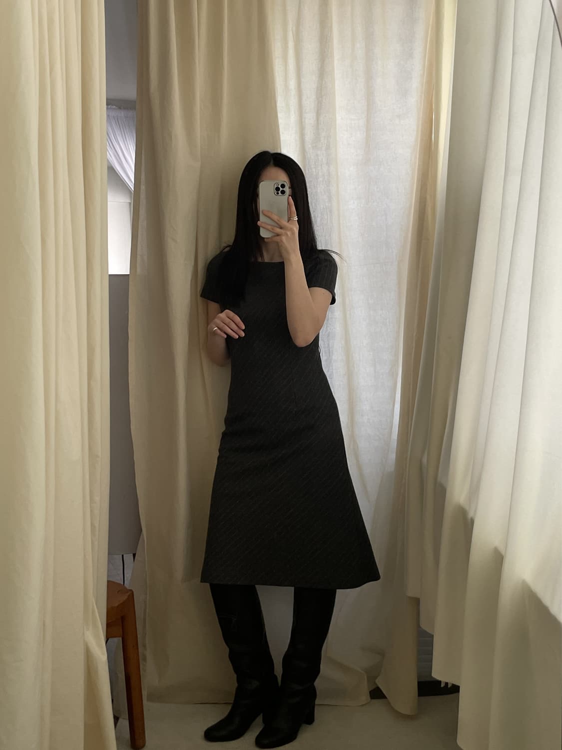 vintage diagonal stripe wool dress 상품이미지10