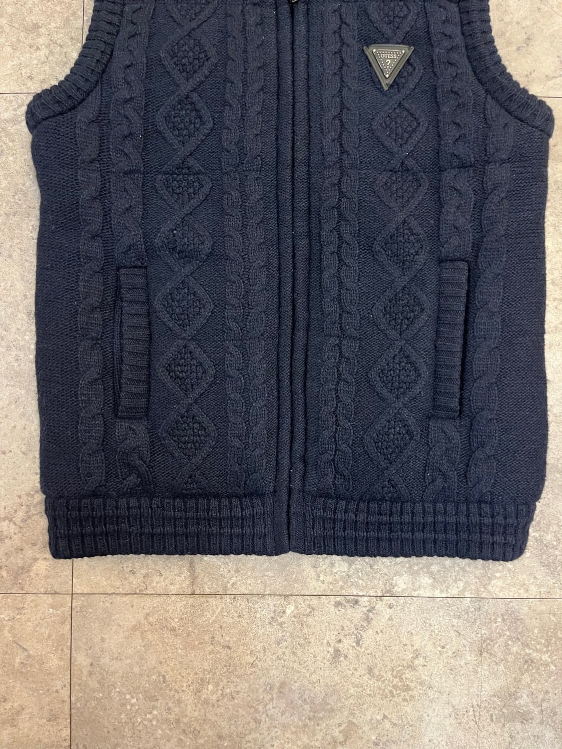 게스 니트 집업 베스트 네이비 XS #csz3316 상품이미지5