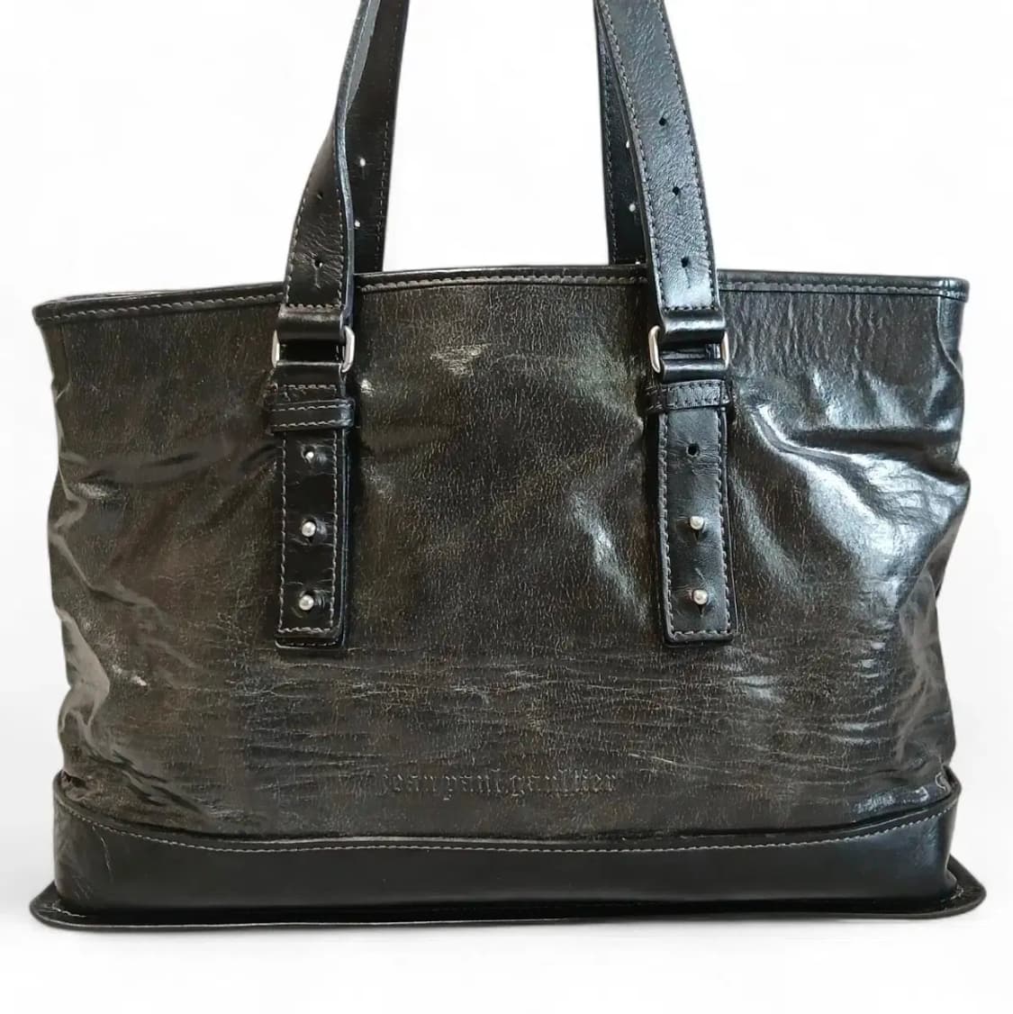 장폴고티에 버클 빈티지 가공 레더 토트백 상품이미지4
