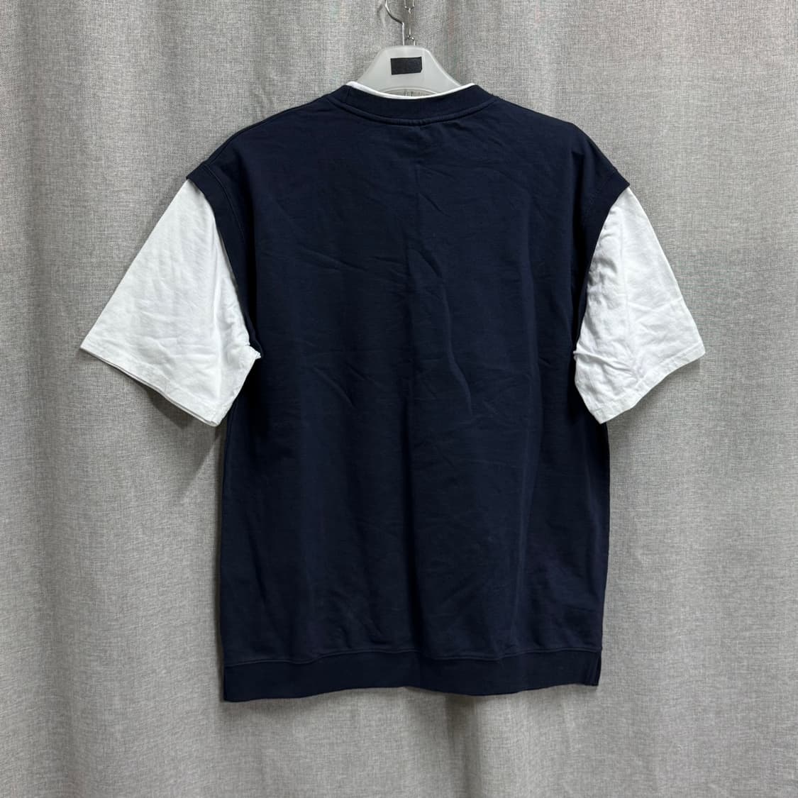 [XL] YALE 예일 코튼 레이어드 반팔 티셔츠 네이비 상품이미지4