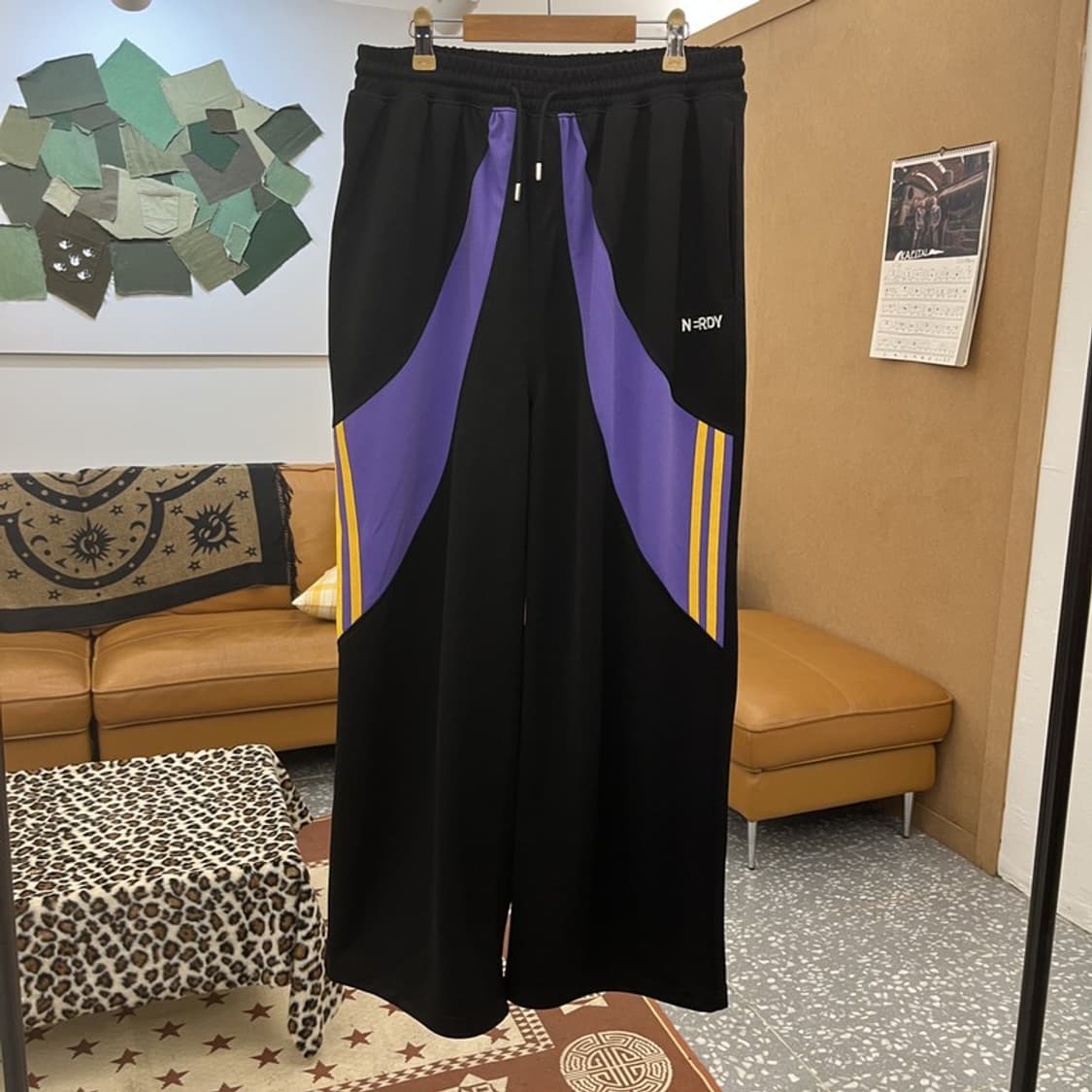 널디 키치 스트릿 힙합 블랙퍼플 져지 트랙팬츠 M C09765 상품이미지3