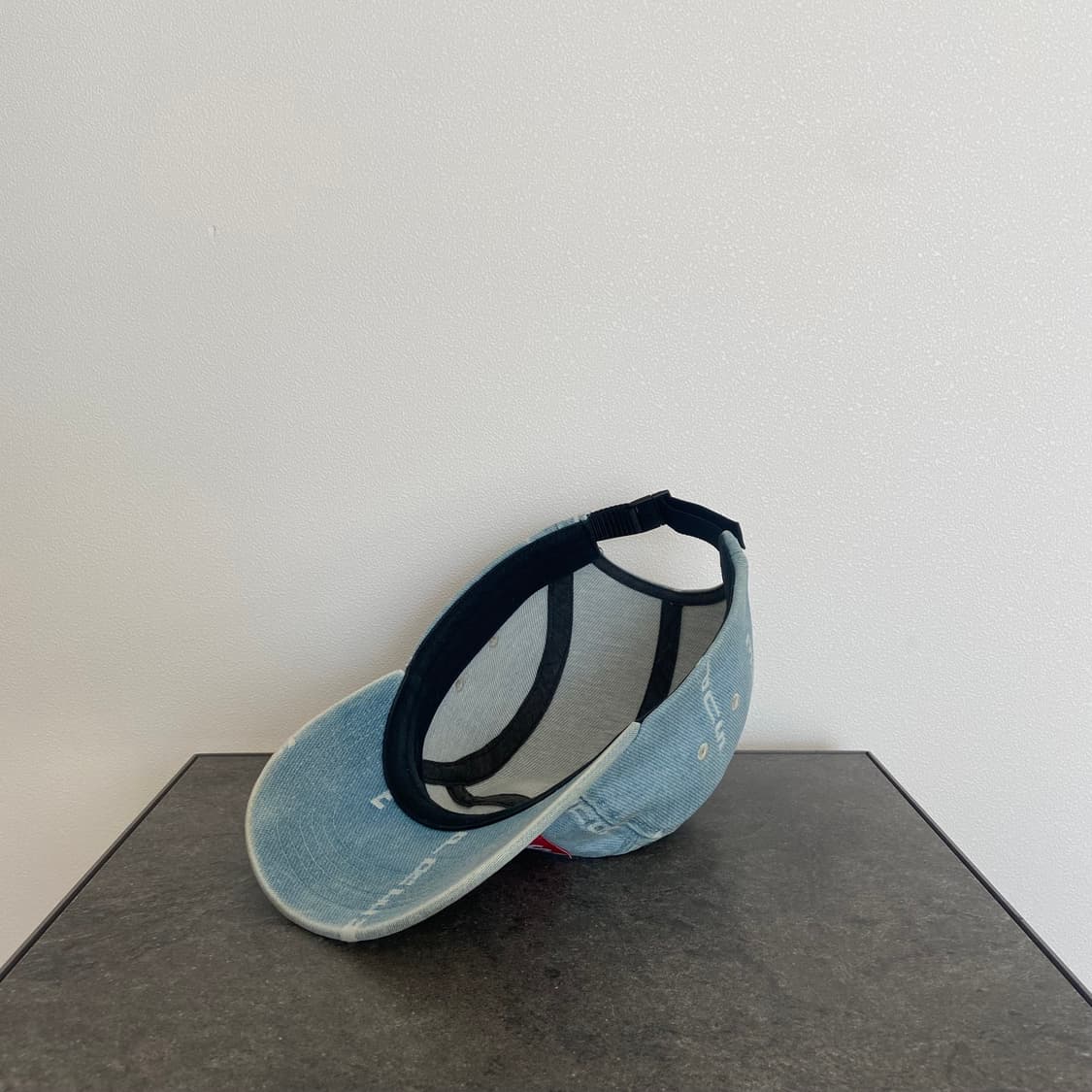 슈프림 자카드 워시드 데님 레드 박스로고 캠프캡 모자 상품이미지6