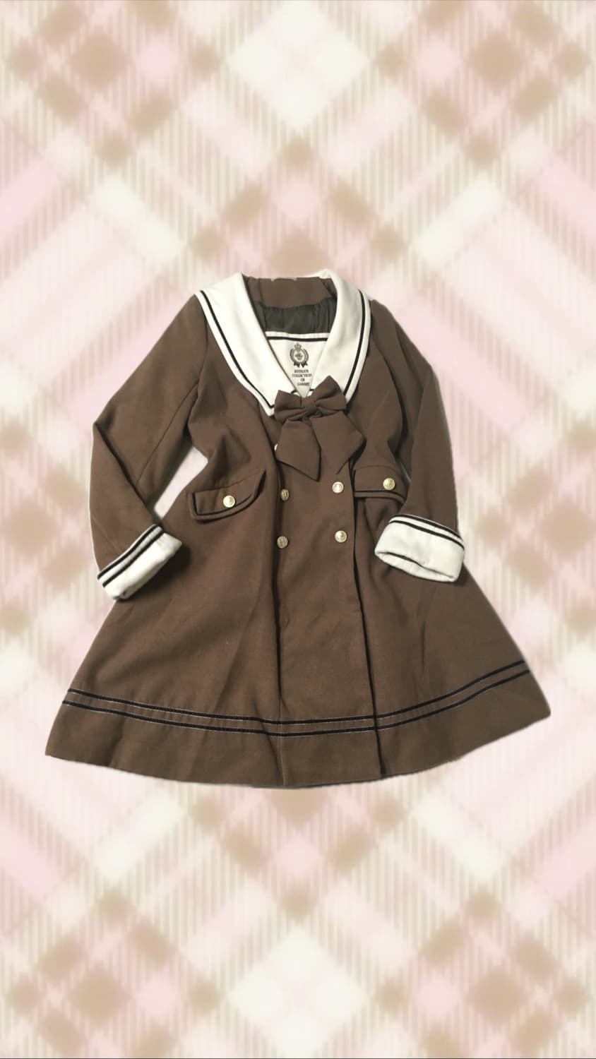 브라운 쿠마미미 리본 코트 라떼 히메 갸루 러블리 로걀 리즈리사 디마럽 상품이미지1