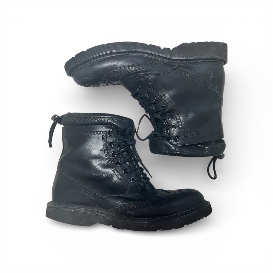 [275] 2000s 프라다 블랙 레더 윙팁 부츠 상품이미지5