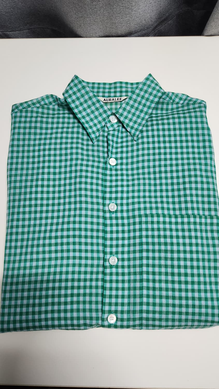 [3] 오라리 깅엄 체크 셔츠 그린 더로우 프라다 나이스네스 코모리 머듈 상품이미지5