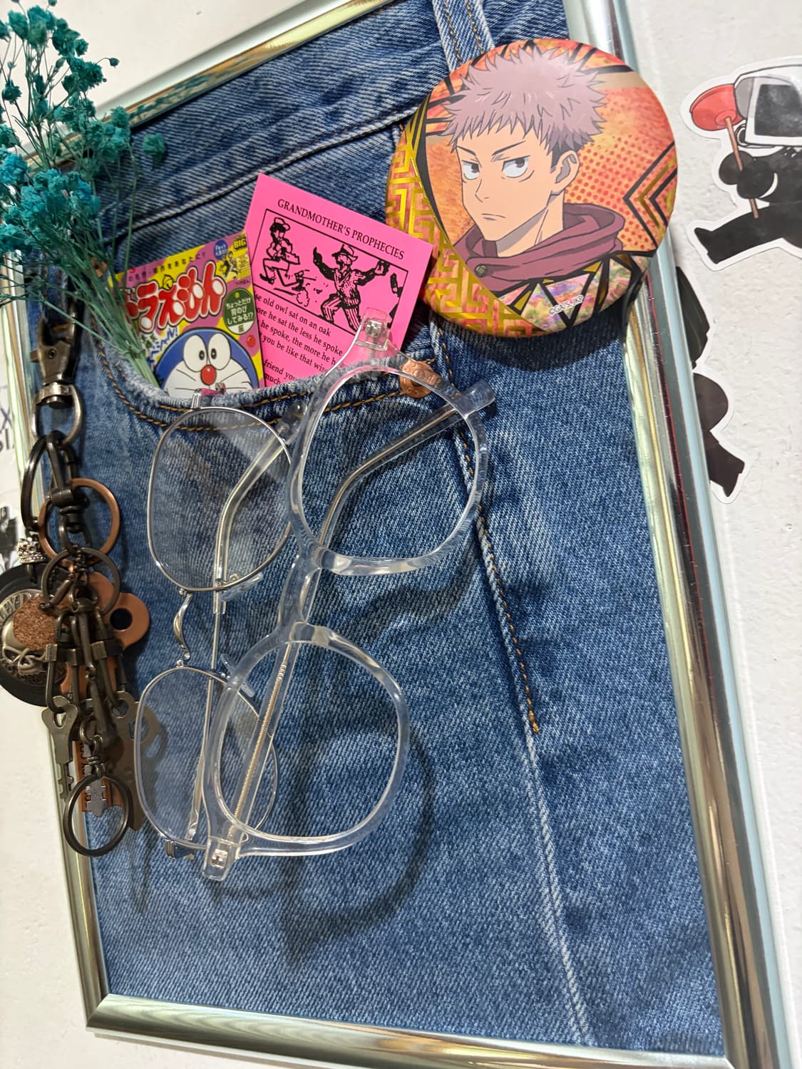 빈티지 핸드메이드 데님 액자 상품이미지4