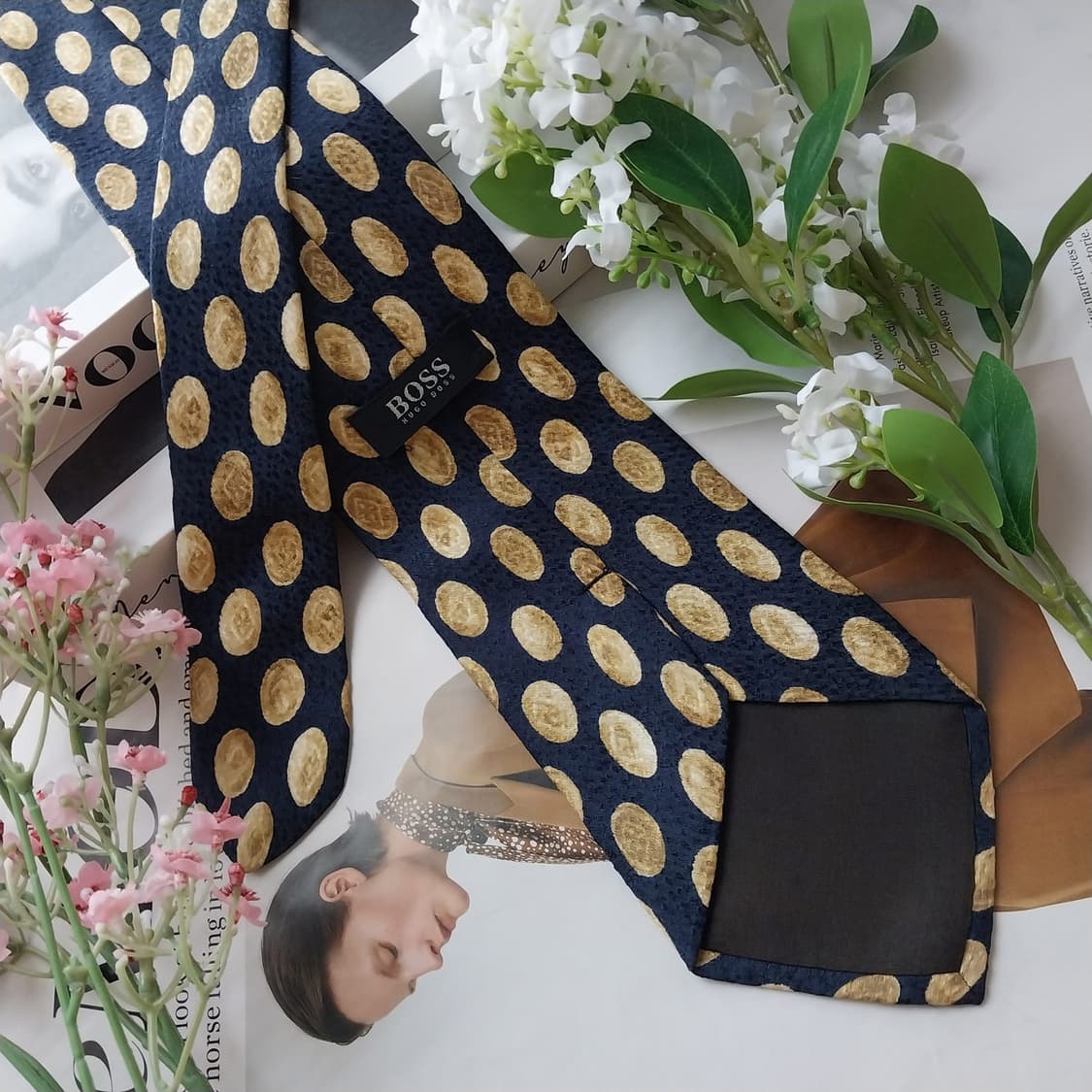 휴고보스 실크 네이비 도트 패턴 넥타이 9.7cm A+등급 K1673
 상품이미지6