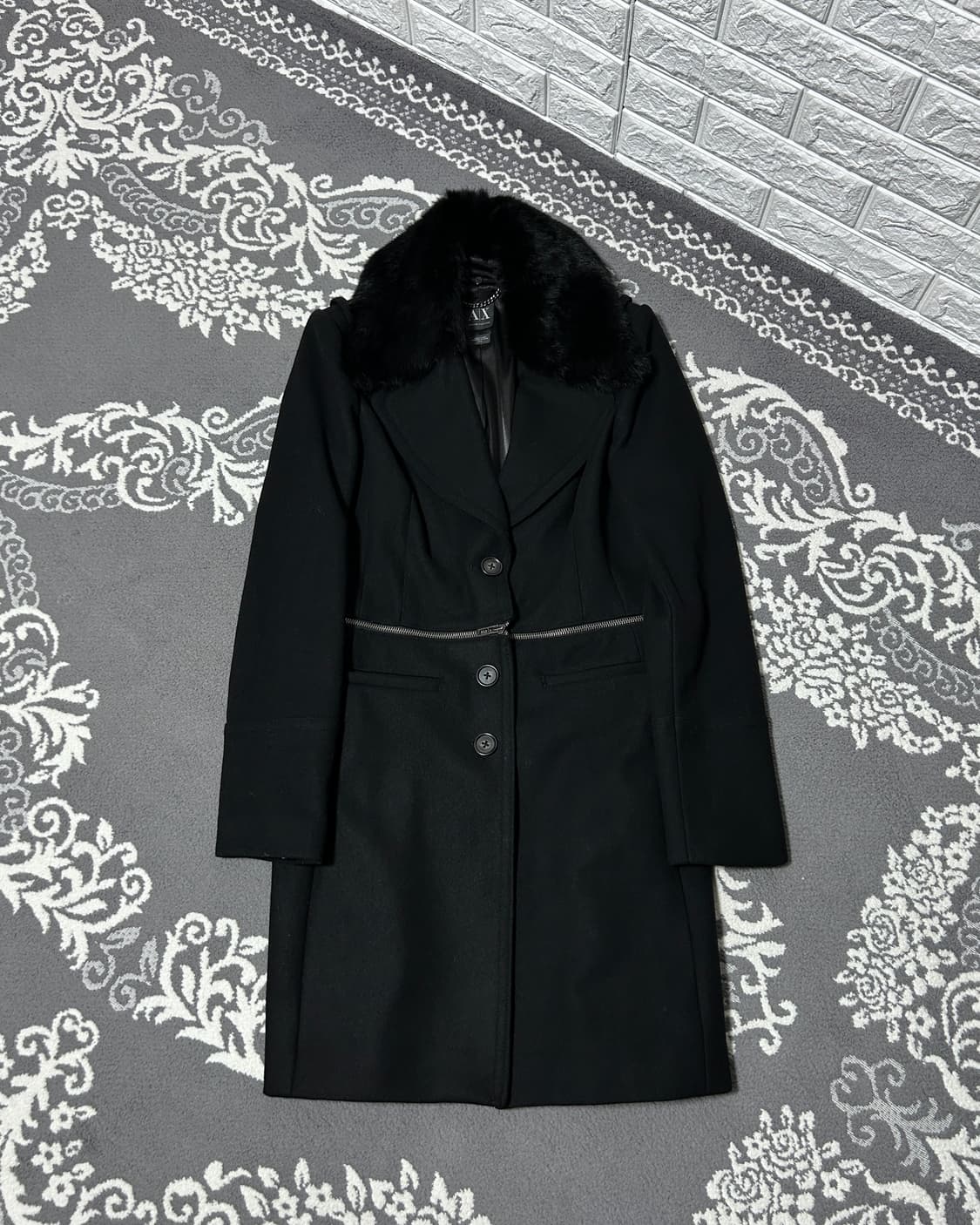 아르마니 익스체인지 웨이스트 더블 짚 울 믹스 코트 상품이미지1