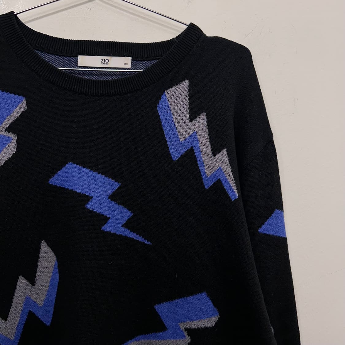 지오송지오 썬더패턴 코튼 오버핏 니트 상품이미지1