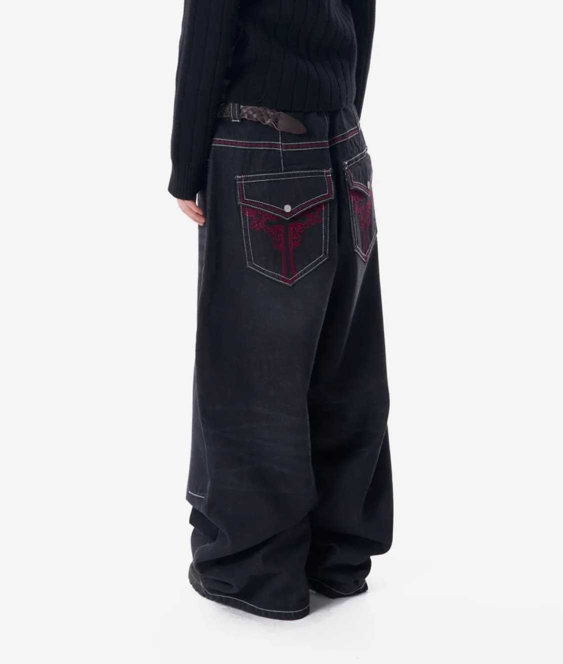 CROS2 Washed Denim Pants (Black) 상품이미지2