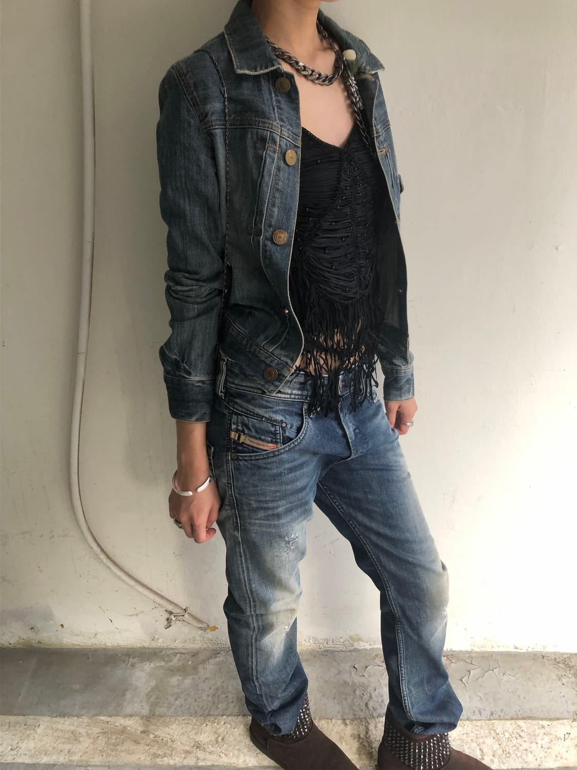 vtg washed denim jacket  상품이미지4